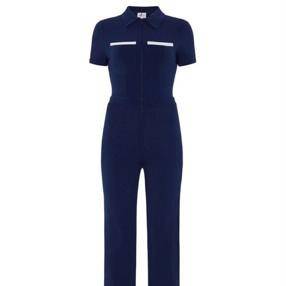 Peachy Den The Kernel Jersey Navy Jumpsuit Worn by Kaia Gerber Size M - Picture 9 of 15